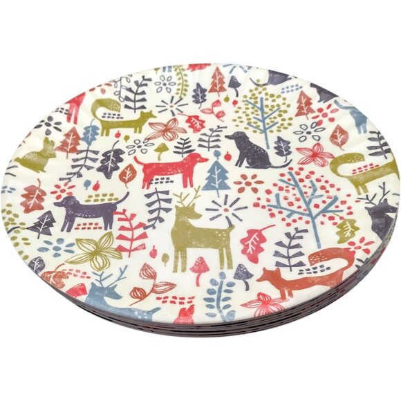 Aspen Home Melamine 10" Dinner Plates Set Of 4 Woods Animals Cream Multicolor - Picture 3 of 9
